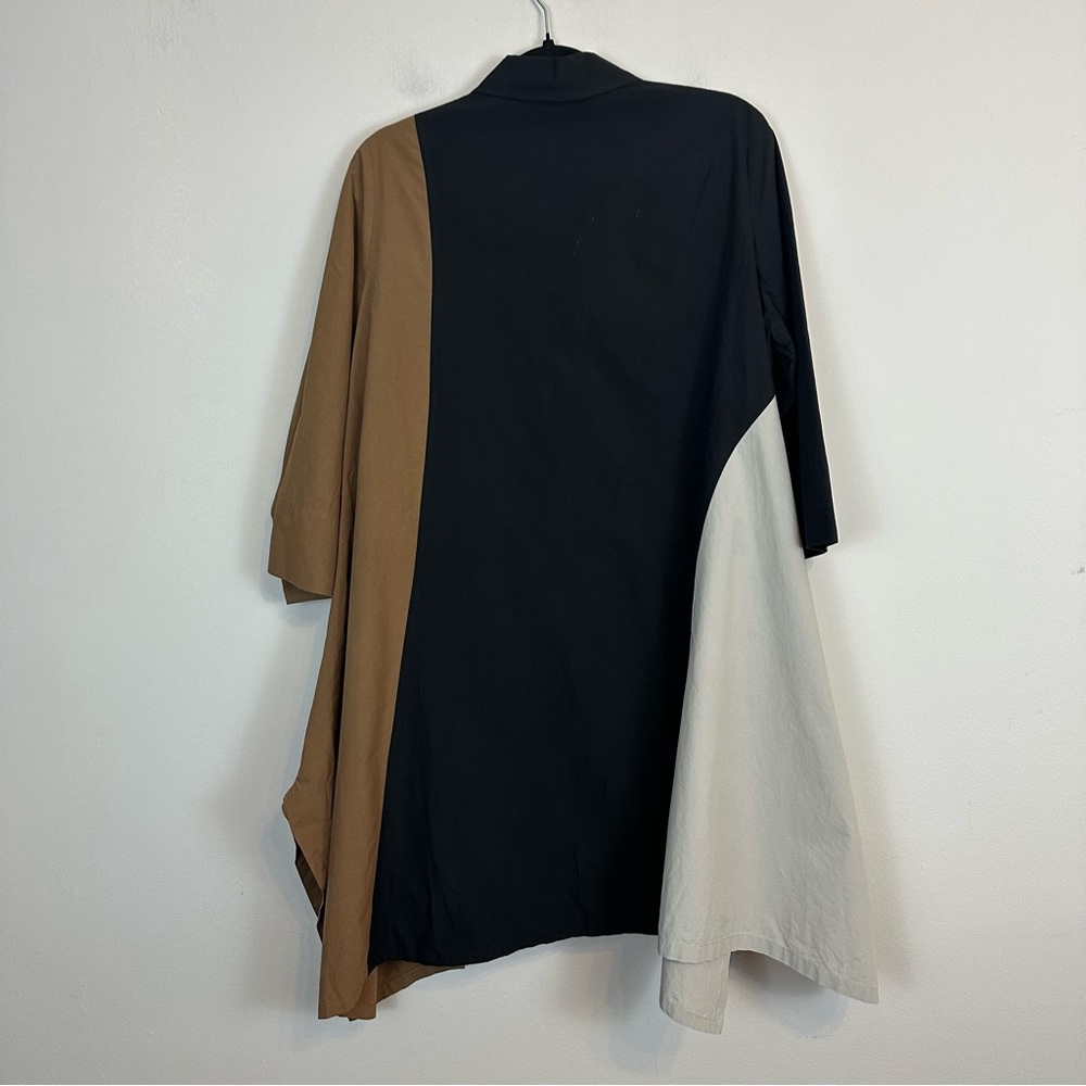 Alembika Urban | Colorblock Brown Black Cream Button Front Tunic Size 6-8 - Picture 9 of 10